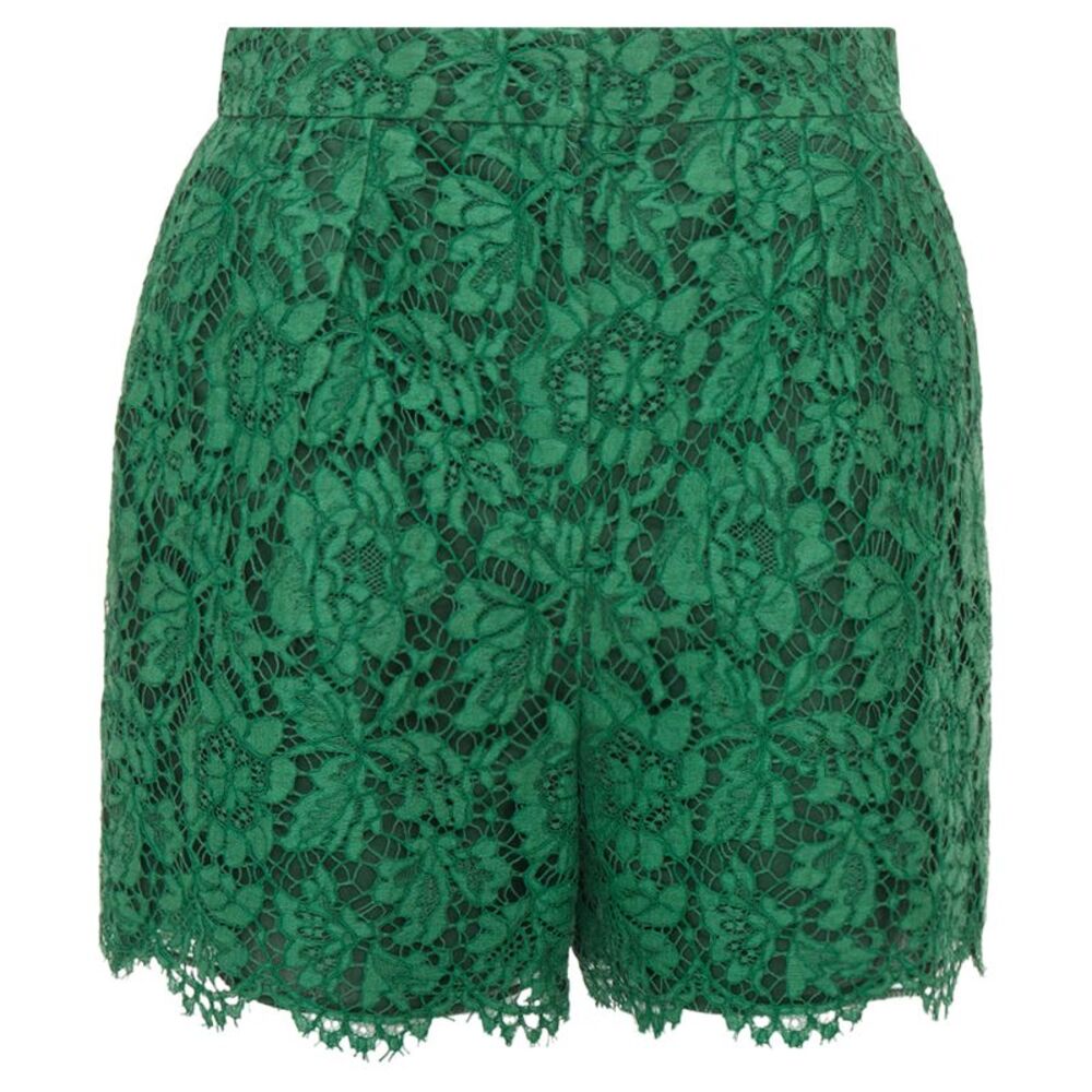 Valentino Green Floral Guipure Lace Shorts